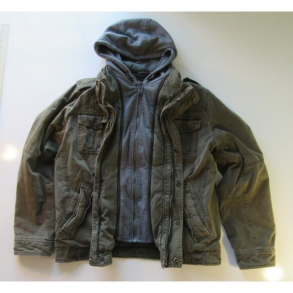 Levi's Sherpa Lined Hooded Jacket Men's M Workwear Utility Bomber Fleece Jacket - Picture 1 of 16